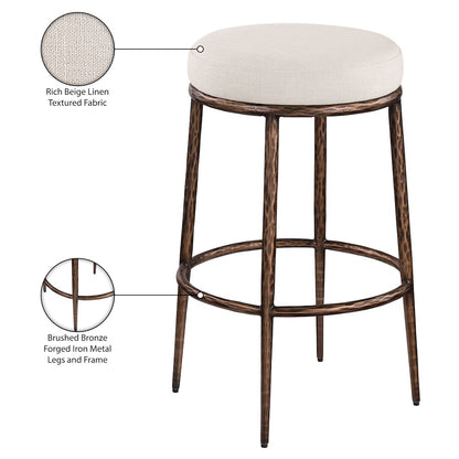 Ferro Beige Performance Fabric Upholstered Bar Stool