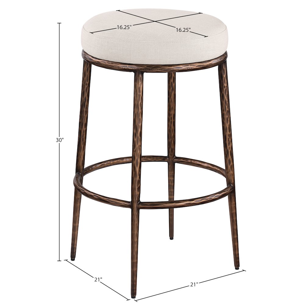 Ferro Beige Performance Fabric Upholstered Bar Stool