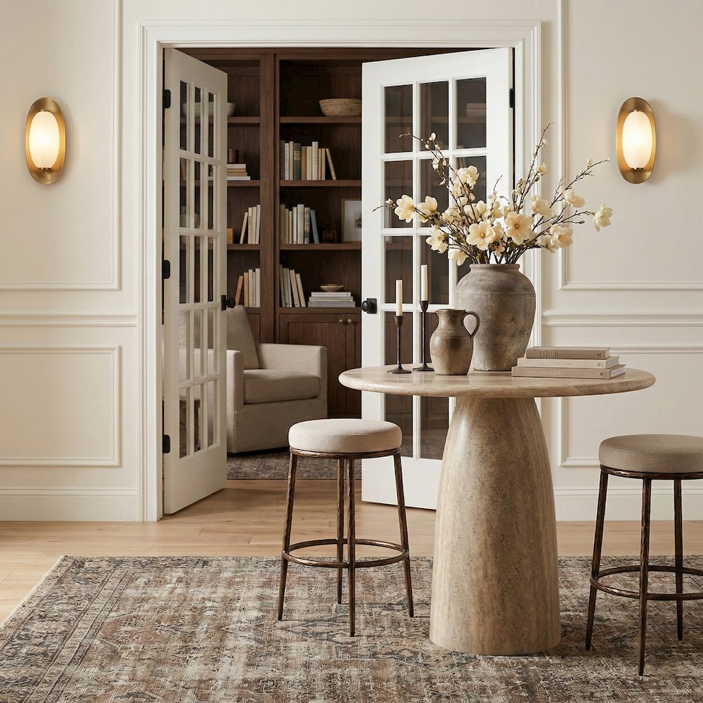 Ferro Beige Performance Fabric Upholstered Bar Stool