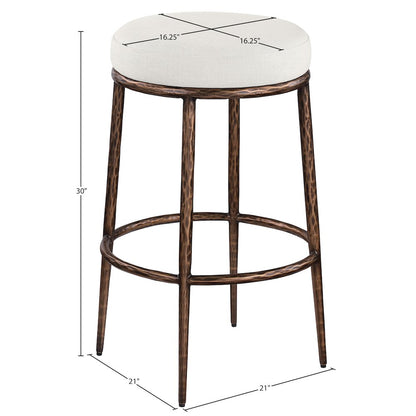 Ferro Cream Performance Fabric Upholstered Bar Stool