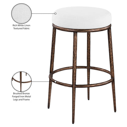 Ferro White Performance Fabric Upholstered Bar Stool