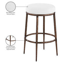 Ferro White Performance Fabric Upholstered Bar Stool