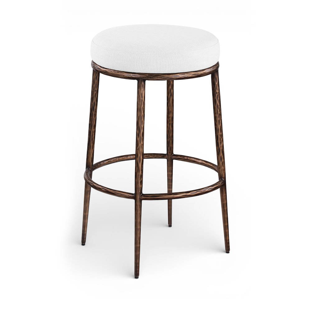 Ferro White Performance Fabric Upholstered Bar Stool