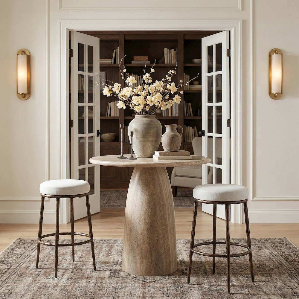Ferro White Performance Fabric Upholstered Bar Stool
