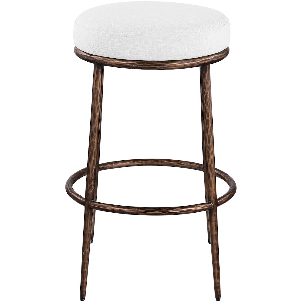 Ferro White Performance Fabric Upholstered Bar Stool