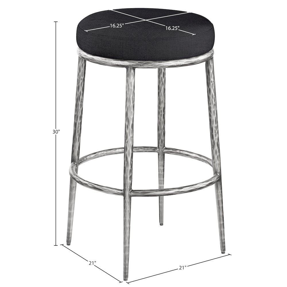 Ferro Black Performance Fabric Upholstered Bar Stool