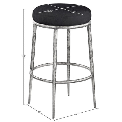 Ferro Black Performance Fabric Upholstered Bar Stool