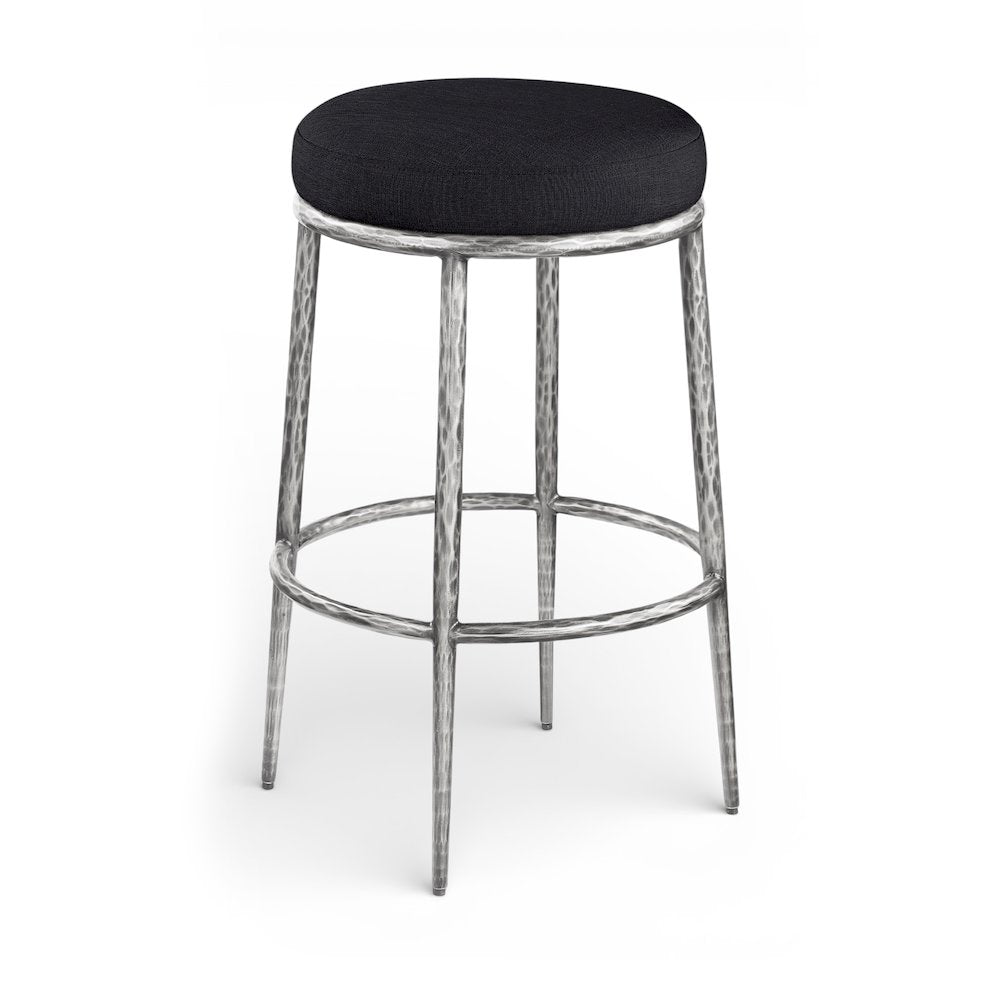 Ferro Black Performance Fabric Upholstered Bar Stool