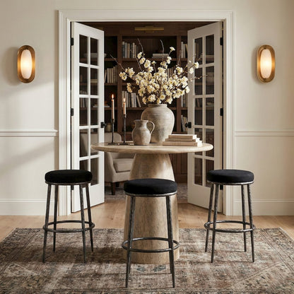 Ferro Black Performance Fabric Upholstered Bar Stool