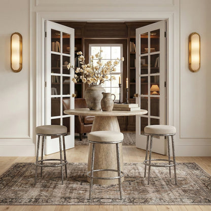 Ferro Cream Performance Fabric Upholstered Bar Stool