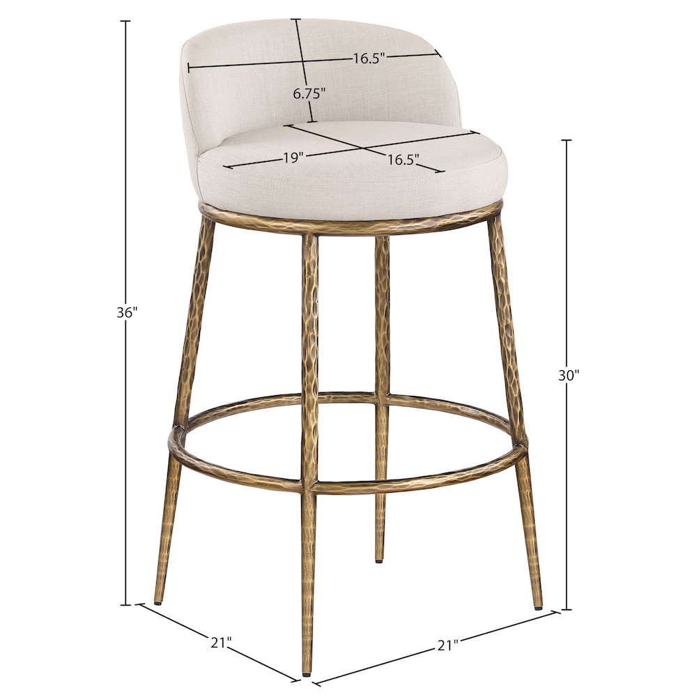 Ferro Beige Performance Fabric Upholstered Bar Stool