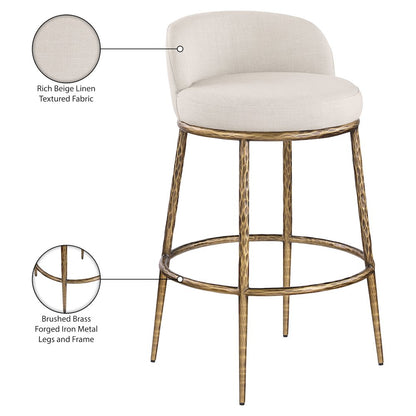 Ferro Beige Performance Fabric Upholstered Bar Stool