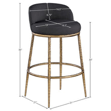 Ferro Black Performance Fabric Upholstered Bar Stool