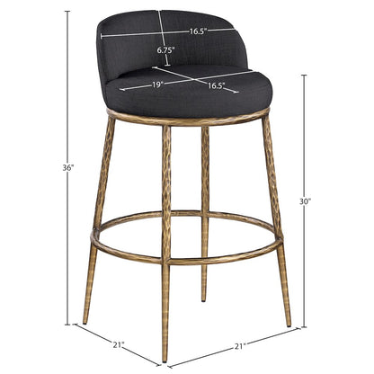 Ferro Black Performance Fabric Upholstered Bar Stool