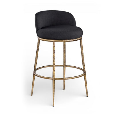 Ferro Black Performance Fabric Upholstered Bar Stool