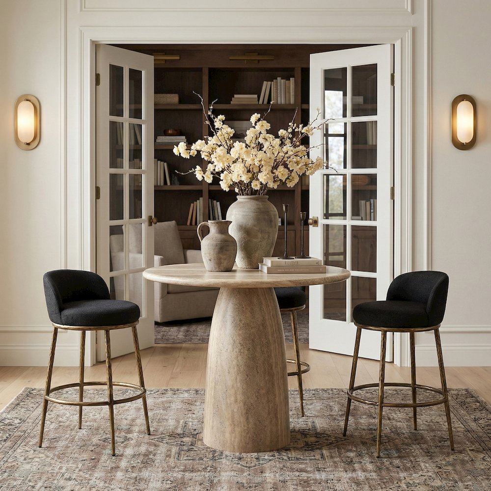 Ferro Black Performance Fabric Upholstered Bar Stool
