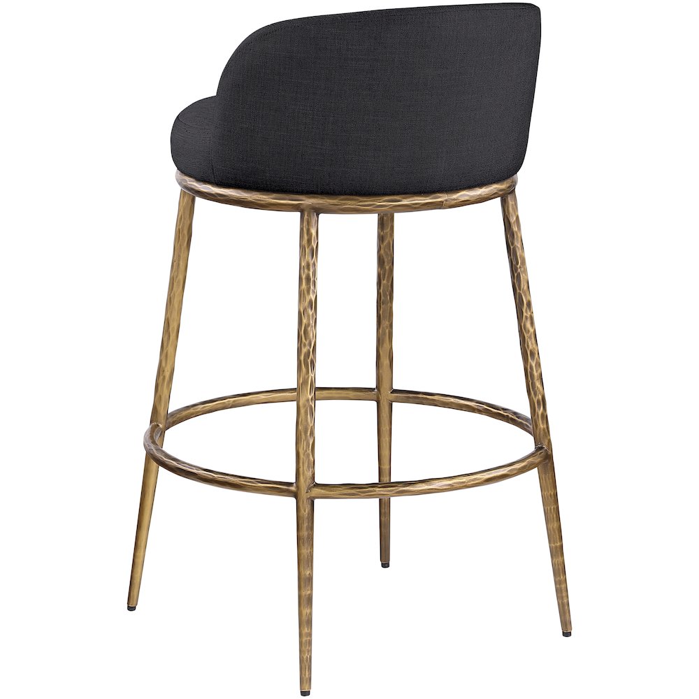 Ferro Black Performance Fabric Upholstered Bar Stool