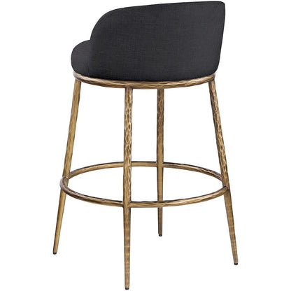 Ferro Black Performance Fabric Upholstered Bar Stool