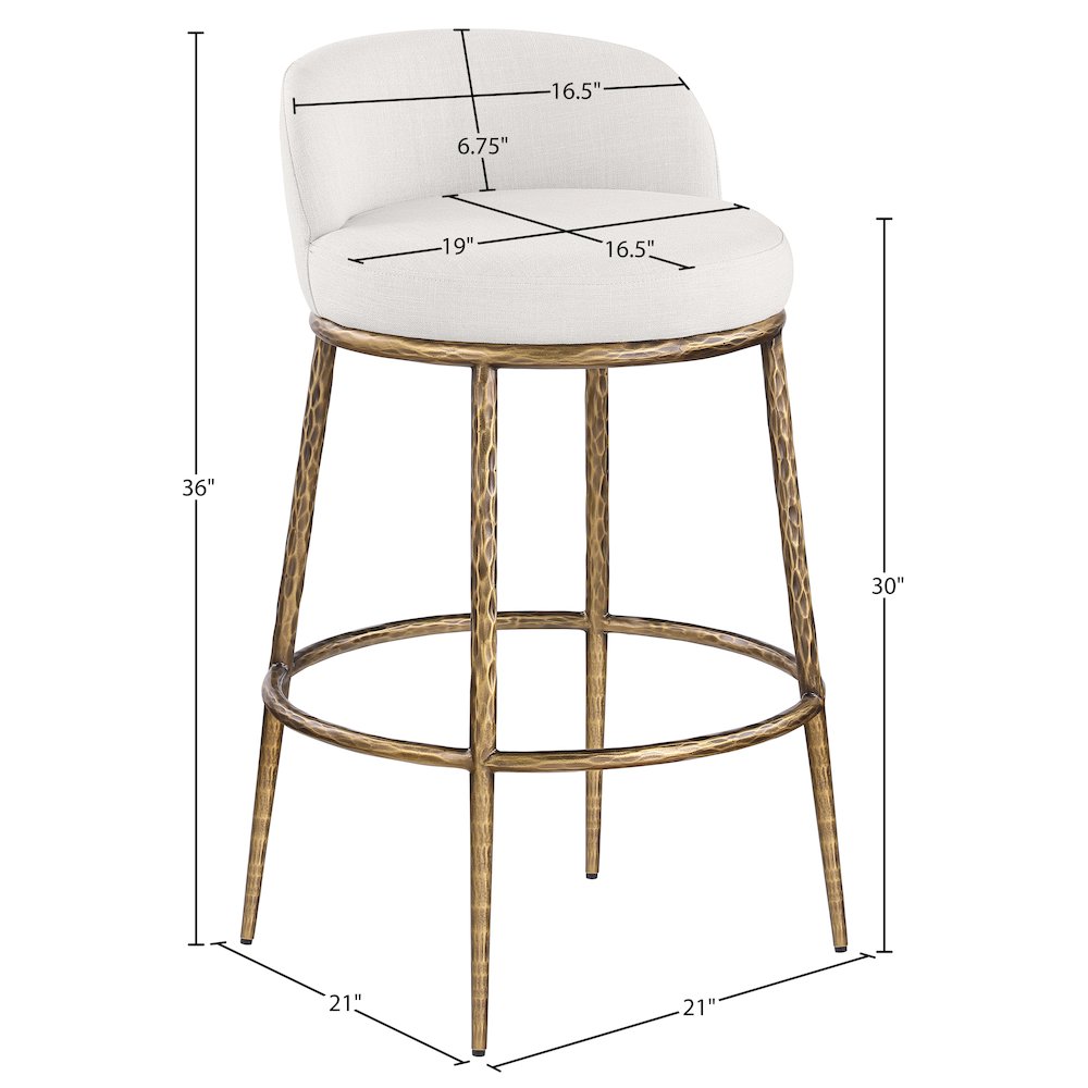 Ferro Cream Performance Fabric Upholstered Bar Stool