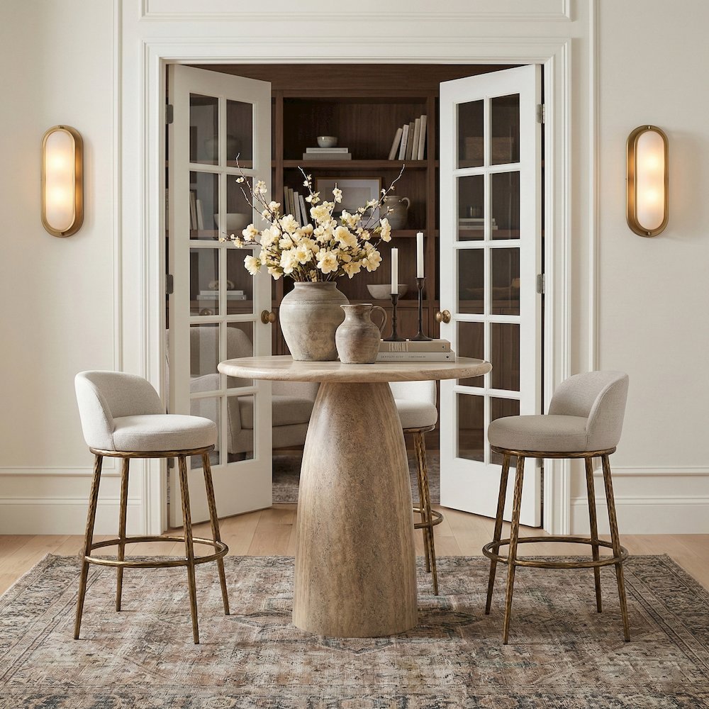Ferro Cream Performance Fabric Upholstered Bar Stool