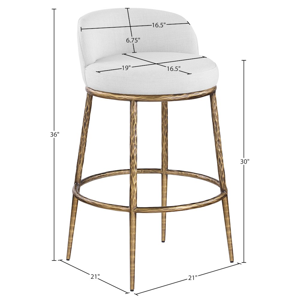 Ferro White Performance Fabric Upholstered Bar Stool