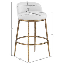 Ferro White Performance Fabric Upholstered Bar Stool
