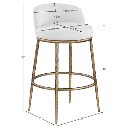 Ferro White Performance Fabric Upholstered Bar Stool