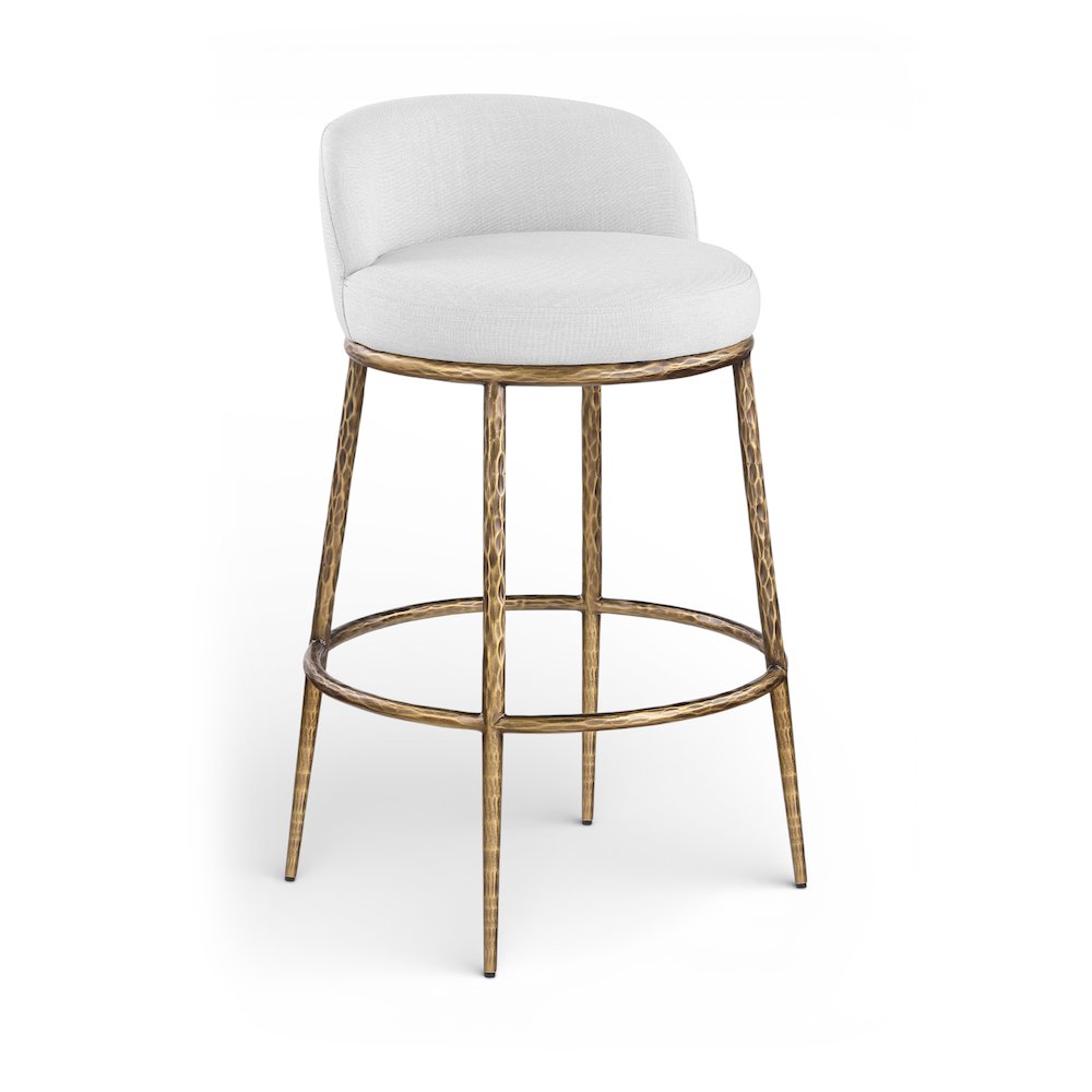 Ferro White Performance Fabric Upholstered Bar Stool