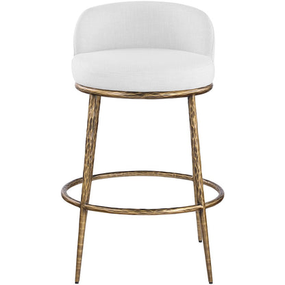 Ferro White Performance Fabric Upholstered Bar Stool