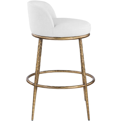 Ferro White Performance Fabric Upholstered Bar Stool