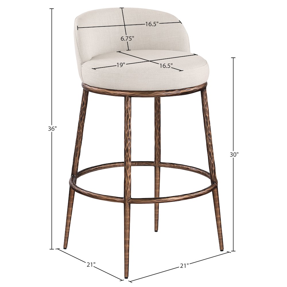 Ferro Beige Performance Fabric Upholstered Bar Stool