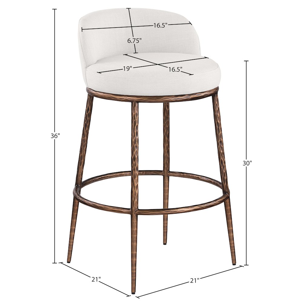 Ferro Cream Performance Fabric Upholstered Bar Stool
