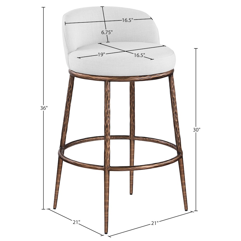 Ferro White Performance Fabric Upholstered Bar Stool