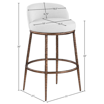 Ferro White Performance Fabric Upholstered Bar Stool