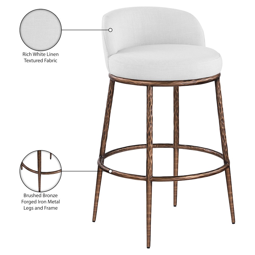 Ferro White Performance Fabric Upholstered Bar Stool