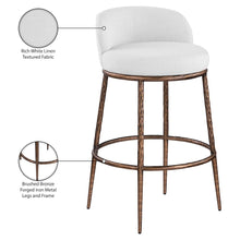 Ferro White Performance Fabric Upholstered Bar Stool
