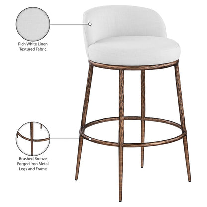 Ferro White Performance Fabric Upholstered Bar Stool