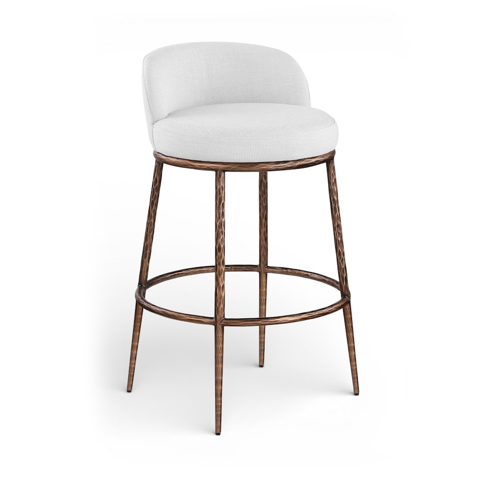 Ferro White Performance Fabric Upholstered Bar Stool