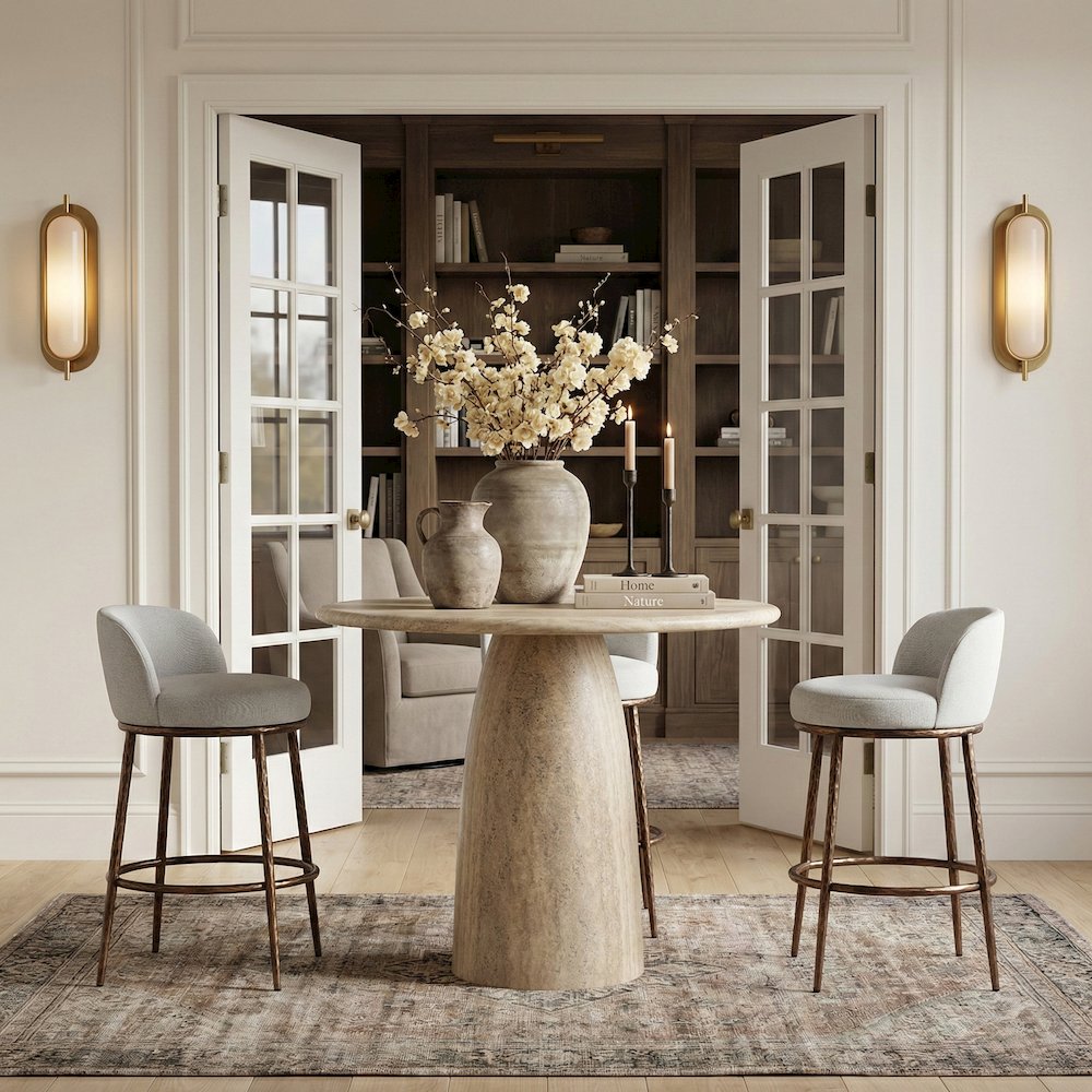 Ferro White Performance Fabric Upholstered Bar Stool