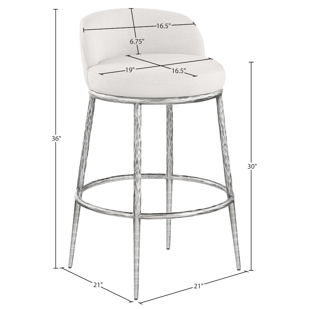 Ferro Cream Performance Fabric Upholstered Bar Stool