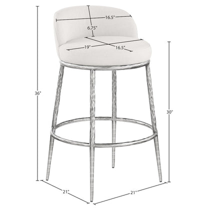 Ferro Cream Performance Fabric Upholstered Bar Stool