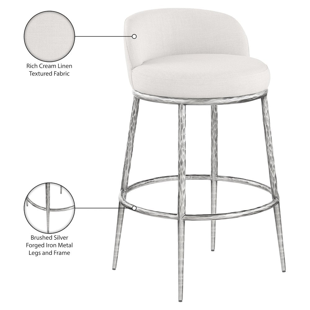 Ferro Cream Performance Fabric Upholstered Bar Stool