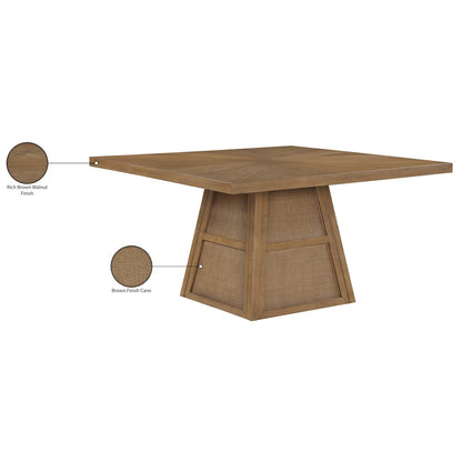 Fenwick 54.25" Brown Cane, Oak Veneer And Solid Wood Dining Table