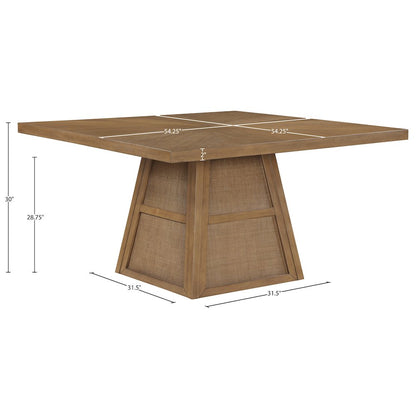 Fenwick 54.25" Brown Cane, Oak Veneer And Solid Wood Dining Table
