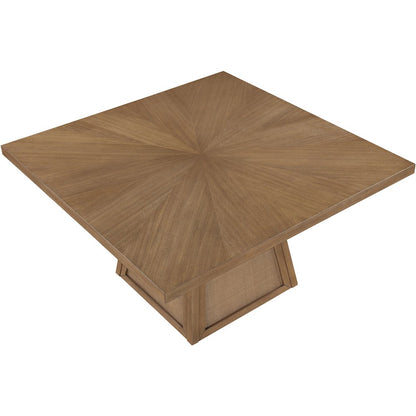 Fenwick 54.25" Brown Cane, Oak Veneer And Solid Wood Dining Table