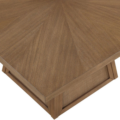 Fenwick 54.25" Brown Cane, Oak Veneer And Solid Wood Dining Table