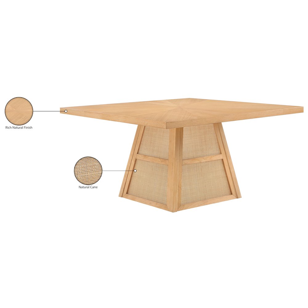Fenwick 54.25" Natural Cane, Oak Veneer And Solid Wood Dining Table