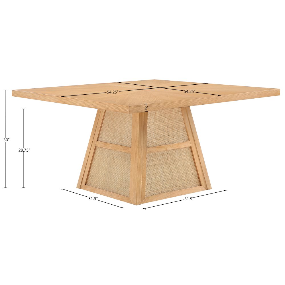 Fenwick 54.25" Natural Cane, Oak Veneer And Solid Wood Dining Table