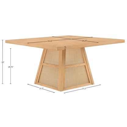 Fenwick 54.25" Natural Cane, Oak Veneer And Solid Wood Dining Table