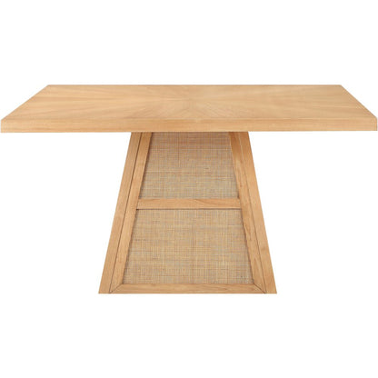 Fenwick 54.25" Natural Cane, Oak Veneer And Solid Wood Dining Table